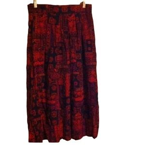 NORTON McNughton Deep Red Black Print Skirt